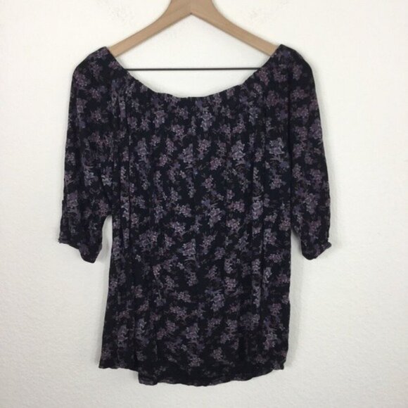 Deletta Anthropologie Floral Cold Shoulder Blouse Size Medium - Picture 6 of 7